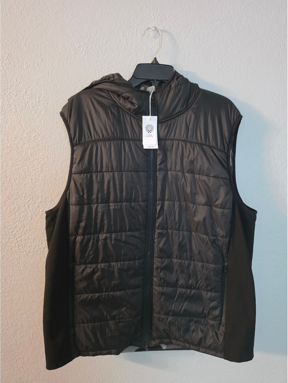 Vince Camuto Men's Black Quilted Hooded Vest, Size X-Large